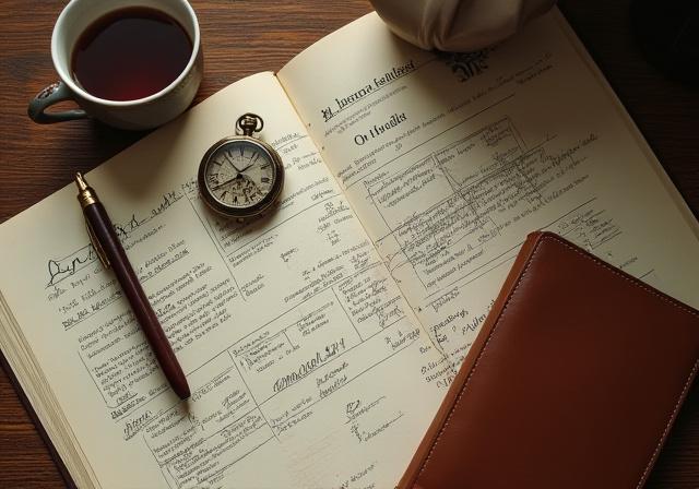 Engranajes dorados y hojas de té