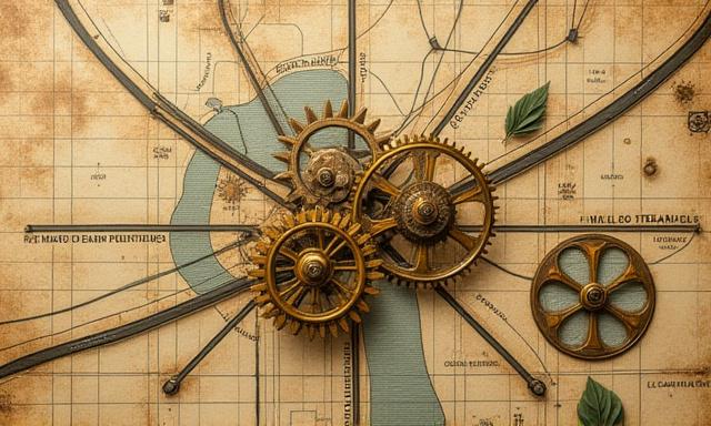 Representación artística de nuestra ubicación en la Ciudad de México con temática Steampunk