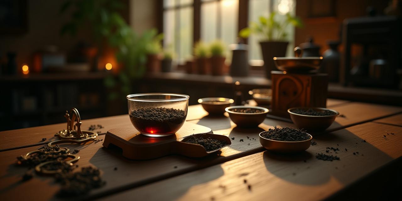 Taller de mezcla de té premium con engranajes decorativos